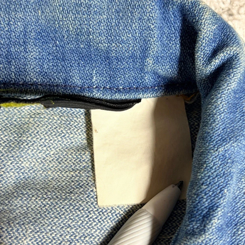 Vintage Wrangler Kids Denim Jacket Blue Patches Rainbow Canada Dry Made in USA